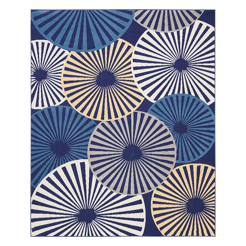 Nourison Grafix Circle Geometric Area Rug, Blue, 8X10 Ft