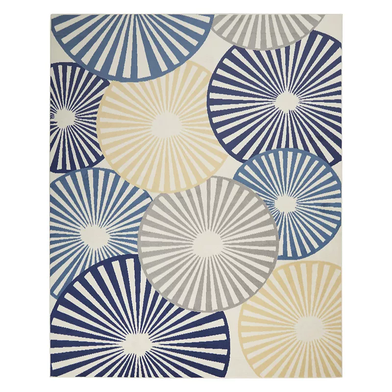 Nourison Grafix Circle Geometric Area Rug, White, 8X10 Ft