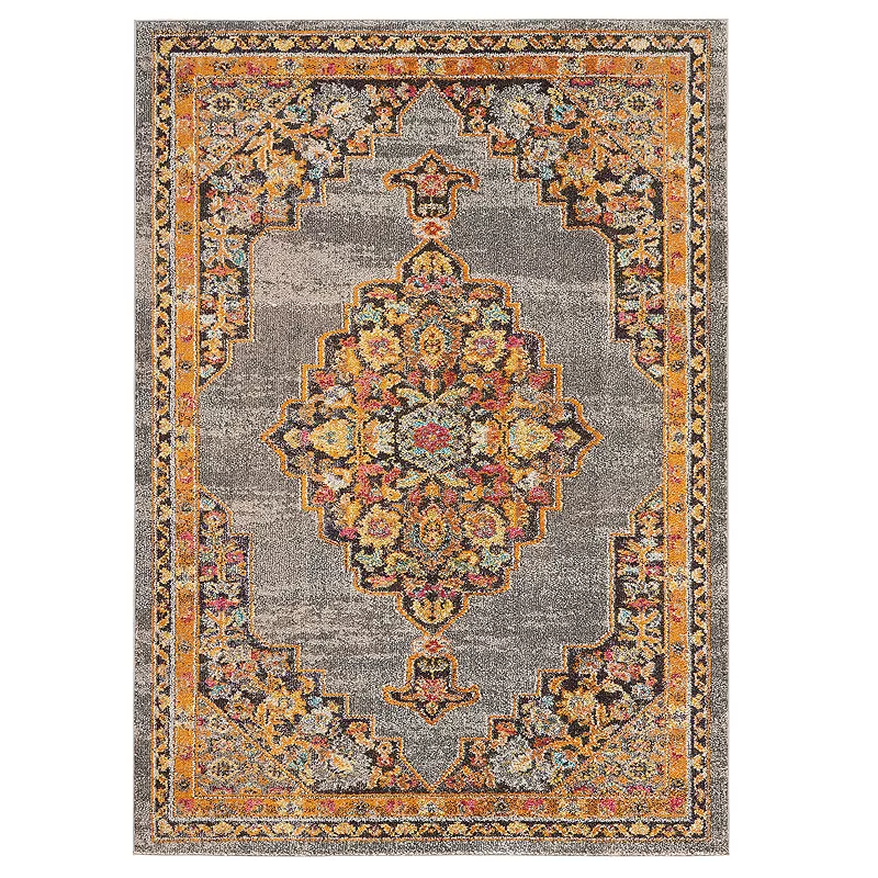 Nourison Passionate Medallion Rug, Med Grey, 8Ft Rnd