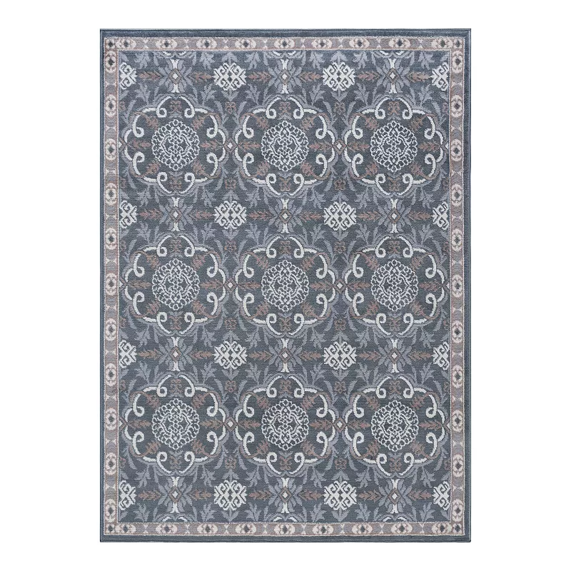 KHL Rugs Izel Brocade Indoor Rug, Grey, 8Ft Rnd