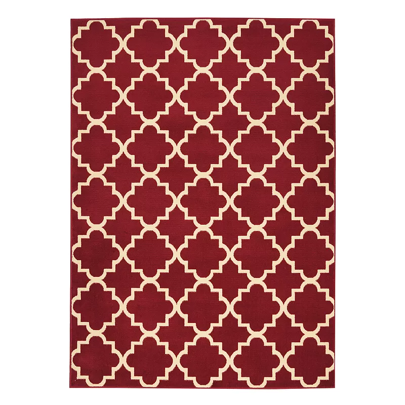 Nourison Grafix Trellis Rug, Red, 8X10 Ft