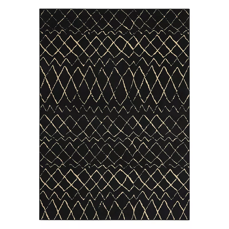 Nourison Grafix Striped Lattice Rug, Black, 8X10 Ft