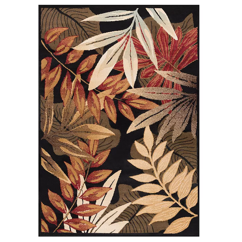 KHL Rugs Pomona Botanical Area Rug, Black, 8Ft Rnd