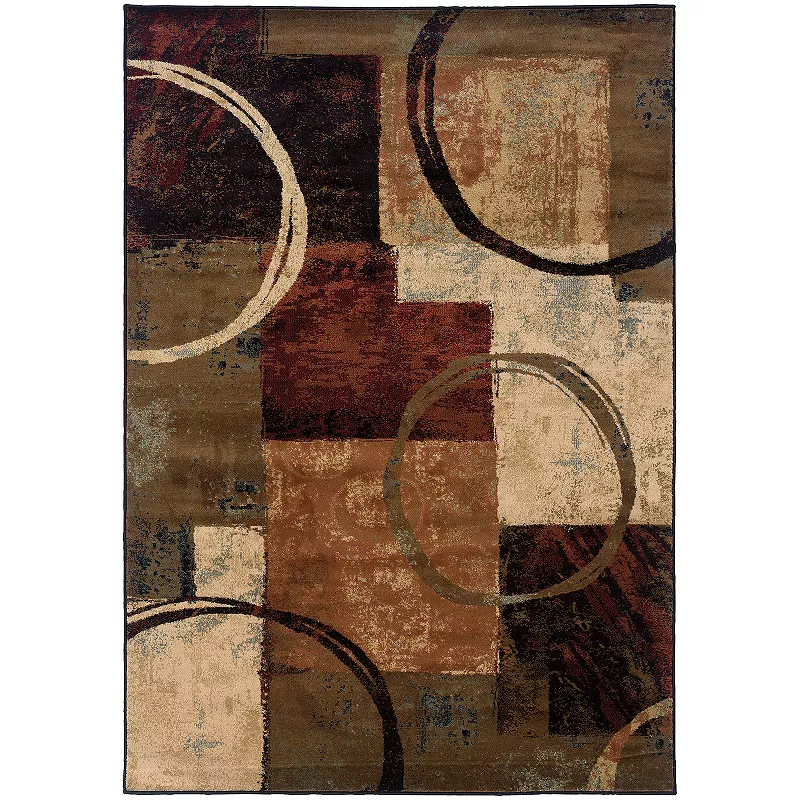 StyleHaven Henderson Geometric Rug, Brown, 8Ft Rnd