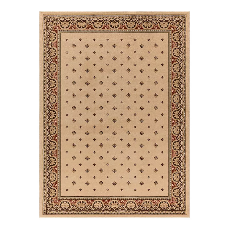 Merinos Pin Dot Framed Rug, White, 8Ft Rnd