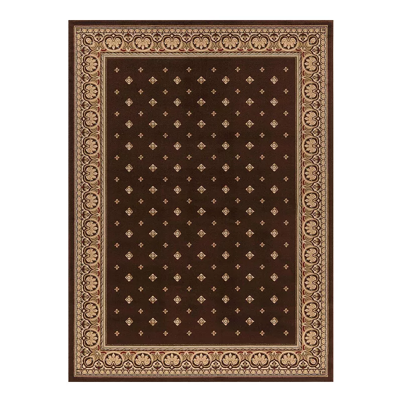 Merinos Pin Dot Framed Rug, Brown, 8Ft Rnd