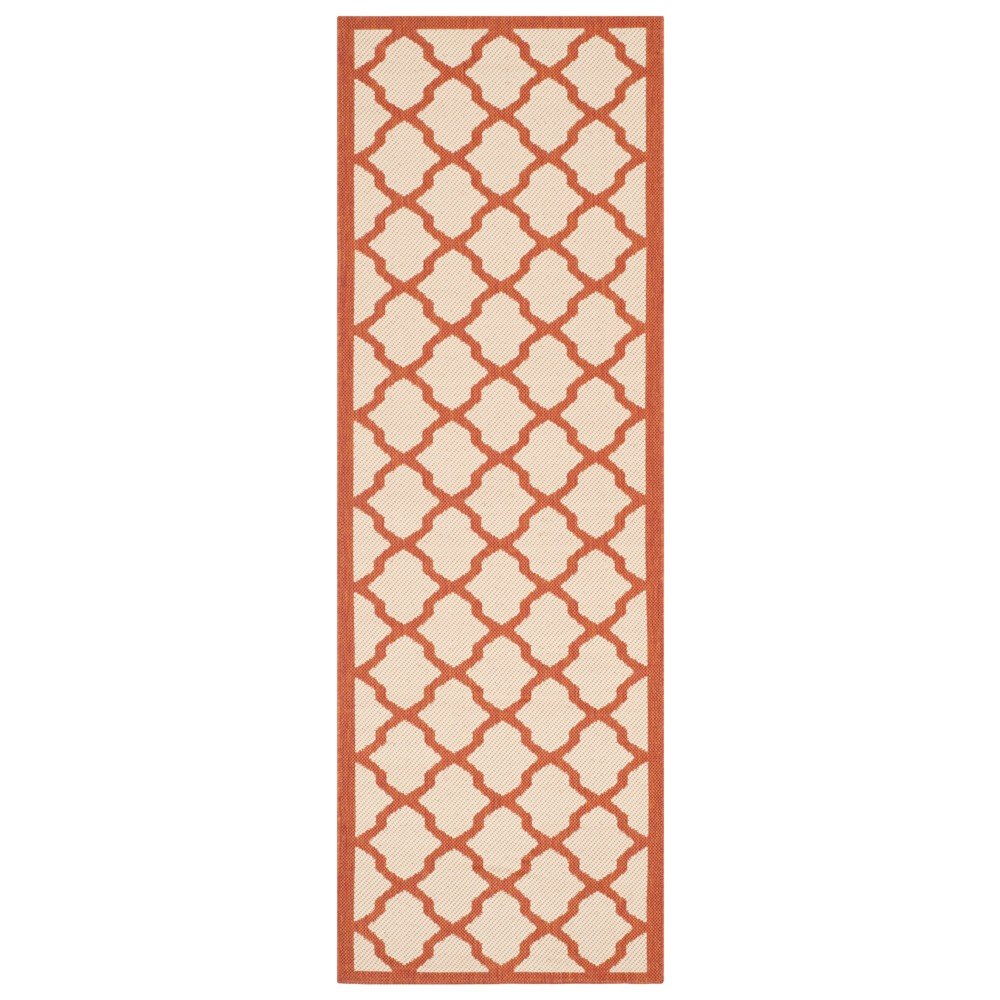 2'3inX6'7in Amherst Evie Outdoor Runner Rug Beige/Terracotta - Safavieh