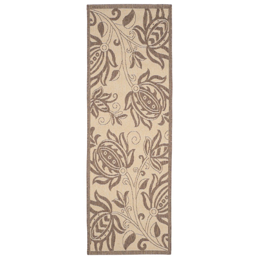 2'3inX6'7in Runner Gori Patio Rug Natural/Brown - Safavieh