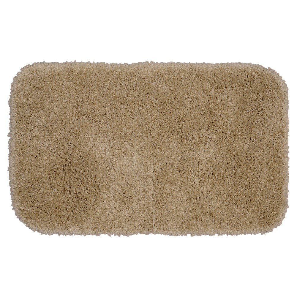 24inx40in Serendipity Solid Shaggy Washable Nylon Bath Rug Taupe - Garland