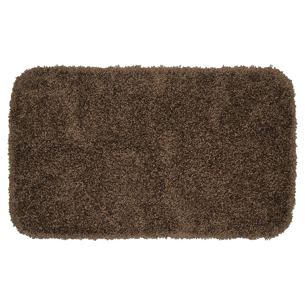 24inx40in Serendipity Solid Shaggy Washable Nylon Bath Rug Chocolate - Garland