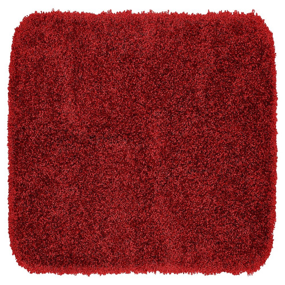 24inx40in Serendipity Solid Shaggy Washable Nylon Bath Rug Chili Pepper Red - Garland