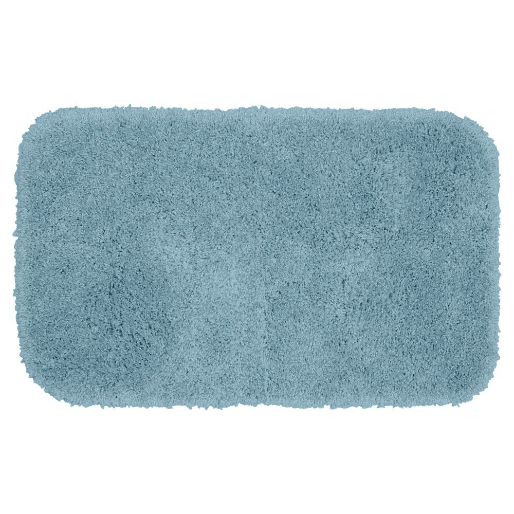 24inx40in Serendipity Solid Shaggy Washable Nylon Bath Rug Basin Blue - Garland