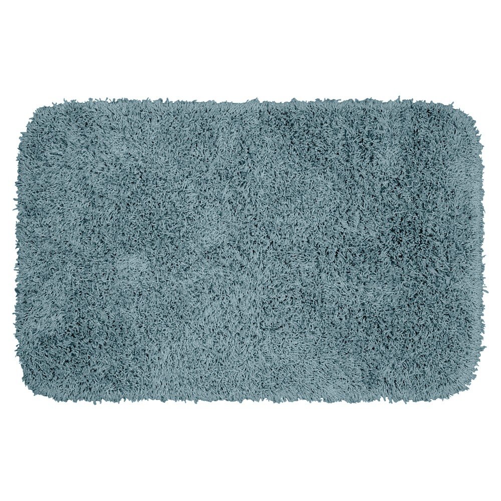 24inx40in Jazz Shaggy Solid Washable Nylon Bath Rug Basin Blue - Garland