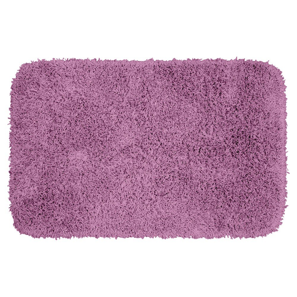 24inx40in Jazz Shaggy Solid Washable Nylon Bath Rug Purple - Garland