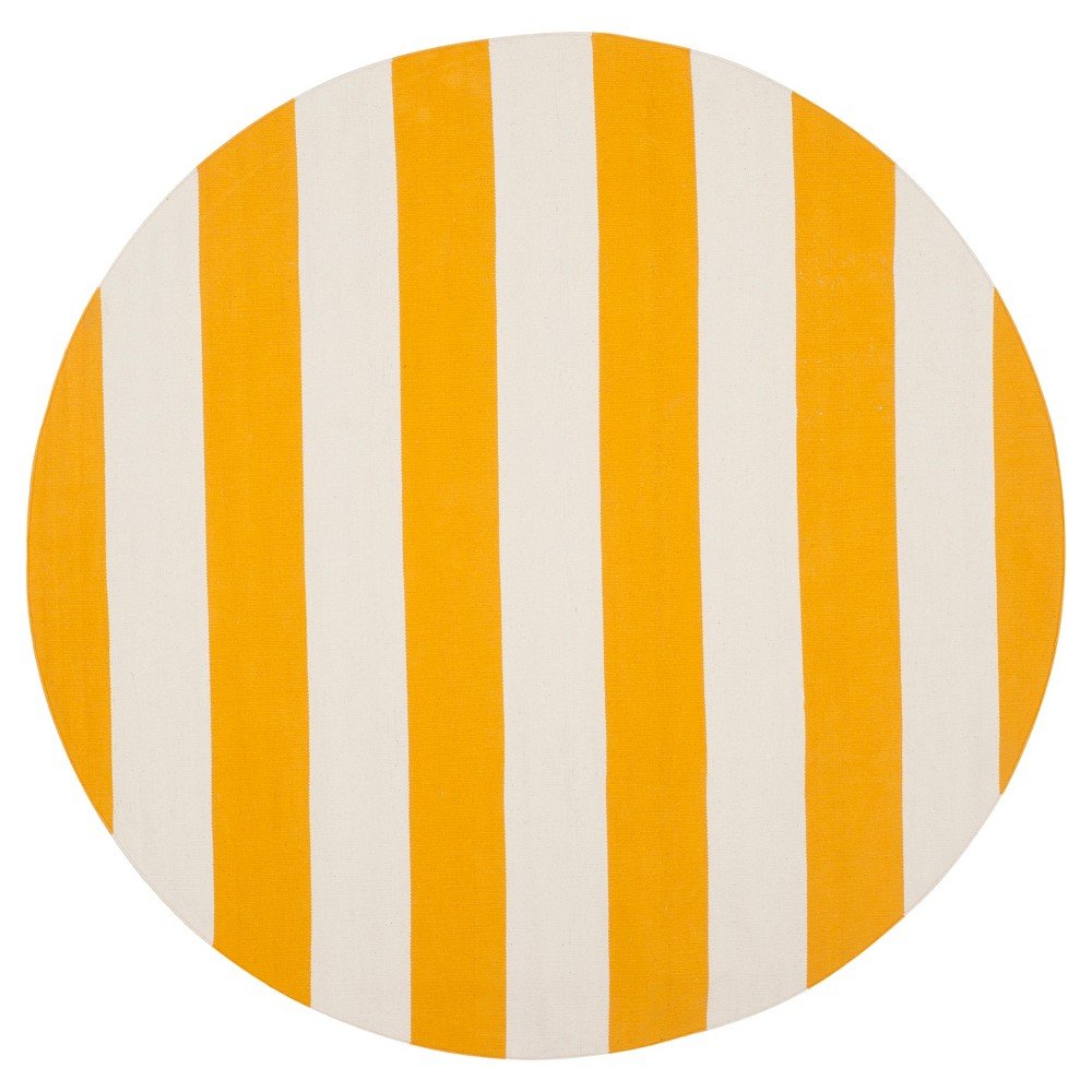 4' Round Mati Flatweave Area Rug Yellow/Ivory - Safavieh