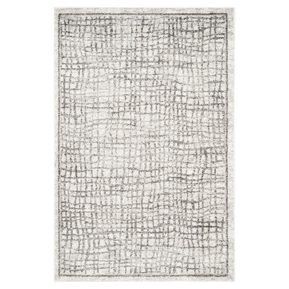 4'x6' Darcy Crosshatch Area Rug Silver/Ivory - Safavieh