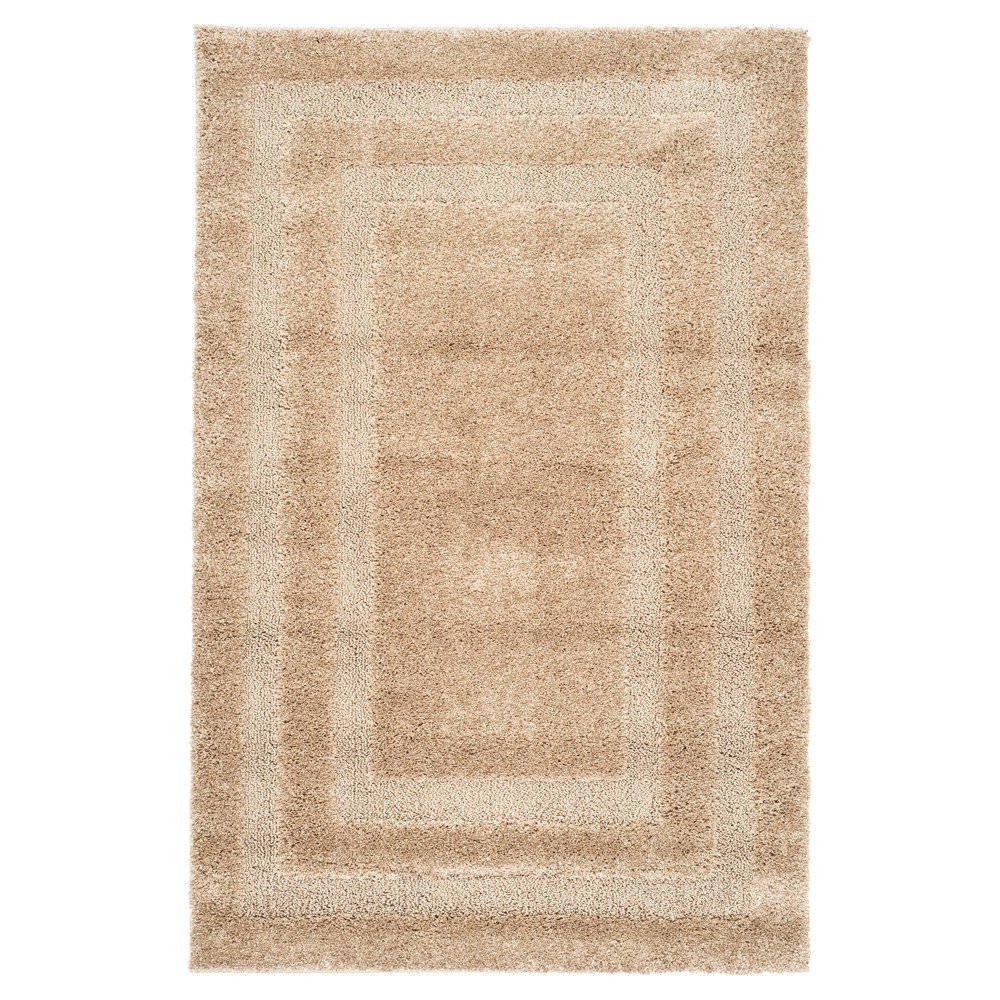 Beige Abstract Shag/Flokati Loomed Accent Rug - (2'3inx4') - Safavieh