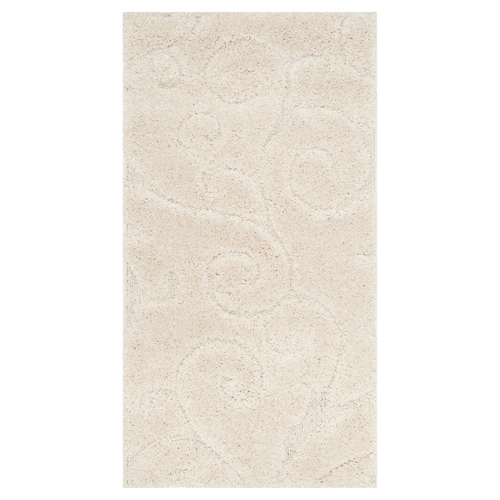 2'3inx4' Abstract Shag/Flokati Loomed Accent Rug Cream - Safavieh