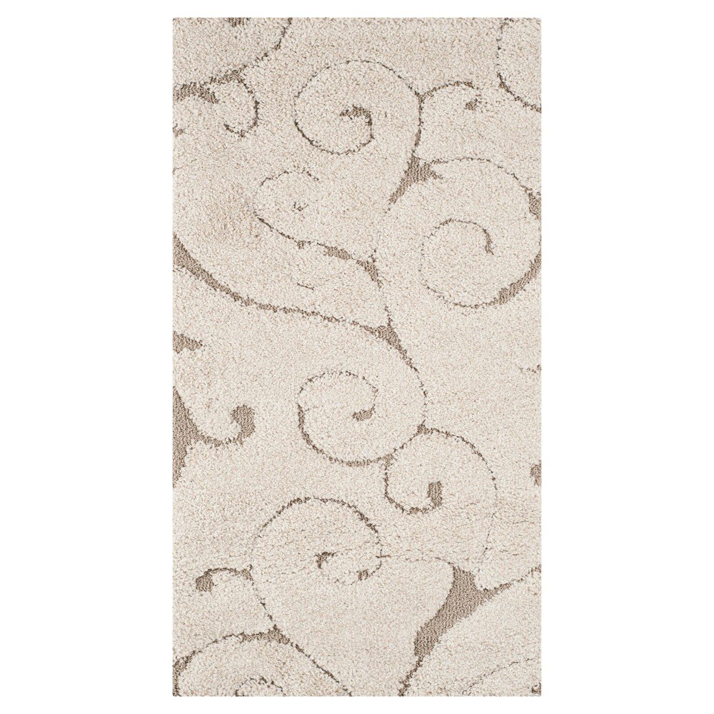 2'3inx4' Abstract Shag/Flokati Loomed Accent Rug Cream/Beige - Safavieh