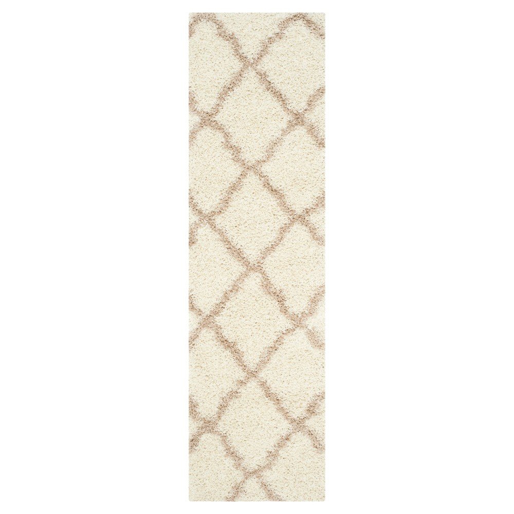 2'3inx8' Runner Ivory/Beige Geometric Shag/Flokati Loomed - Safavieh