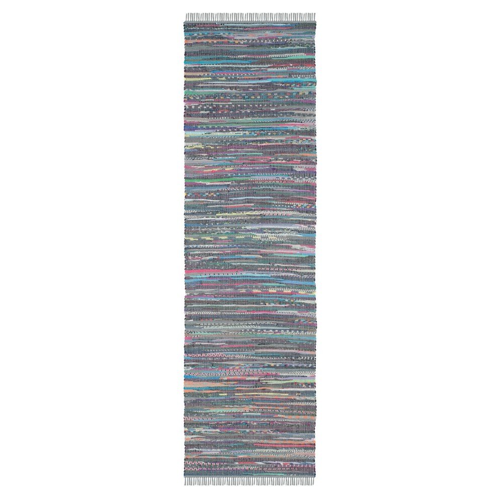 2'3inx7' Runner Solid Woven Aqua - Safavieh