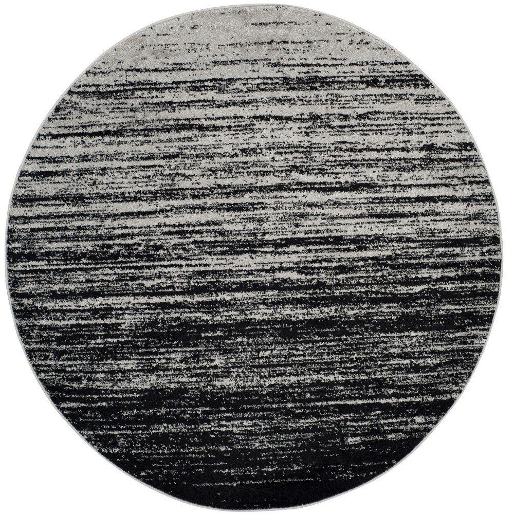 4' Ombre Design Round Area Rug Silver/Black - Safavieh