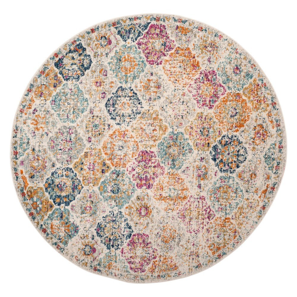 4' Round Medallion Loomed Area Rug Cream - Safavieh